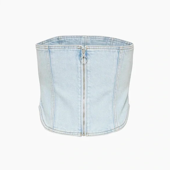 NWT Denim Forum 90s Debbie bustier in Bleach Bleu - Size XS (Aritzia) - Picture 4 of 8